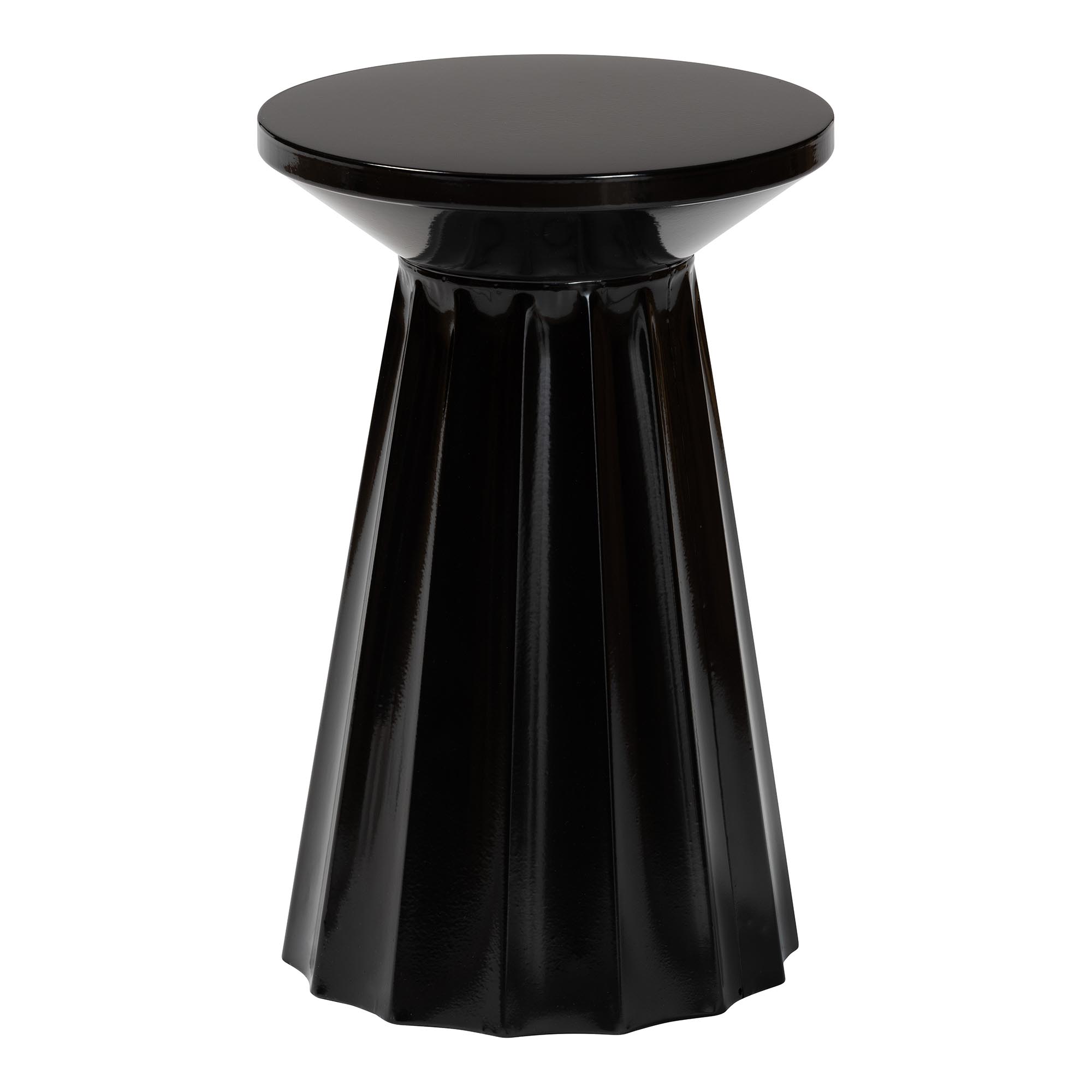 Baxton Studio Ulmer Metal Scalloped Side Table - Modern Round Accent Table for Indoor or Semi-Outdoor Use, Black Affordable modern furniture in Chicago, classic living room furniture, modern end table, cheap end table
